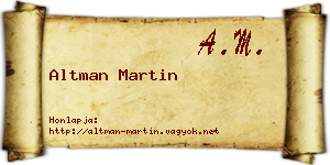 Altman Martin névjegykártya